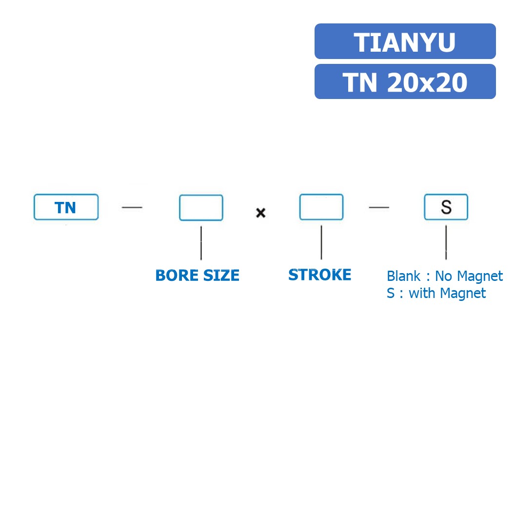 (1ชิ้น) TN 20x20 กระบอกลม แบบแกนคู่ กระบอกลมคอมแพ็ค 2 แกน Twin-Rod Cylinder compact Double-shaft Air Pneumatic