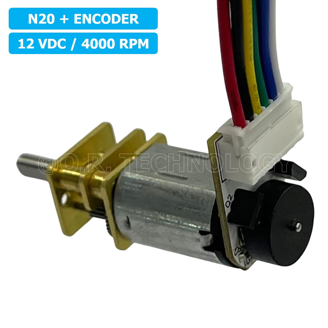 (1ชิ้น) JB340 มอเตอร์เกียร์ N20 12VDC 4000RPM พร้อม เอ็นโค้ดเดอร์ Micro Gear Motor DC with Encoder แกนขนาด 3mm D Shaft มอเตอร์ทดเฟือง GA12-N20 ไมโครมอเตอร์ มอเตอร์
