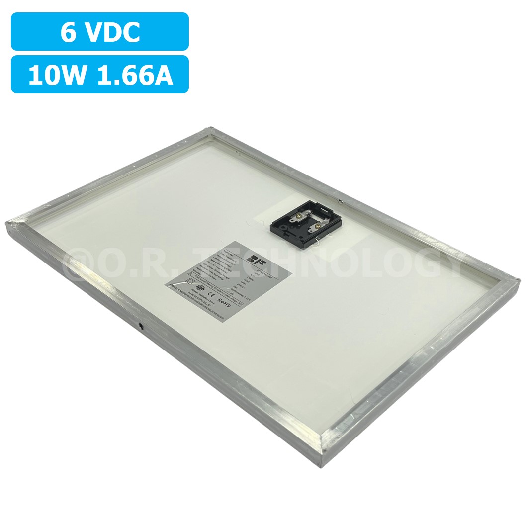 6V 10W แผงโซล่าเซลล์ โมโน PV Mono Solar cell 6VDC 10W 1.66A
