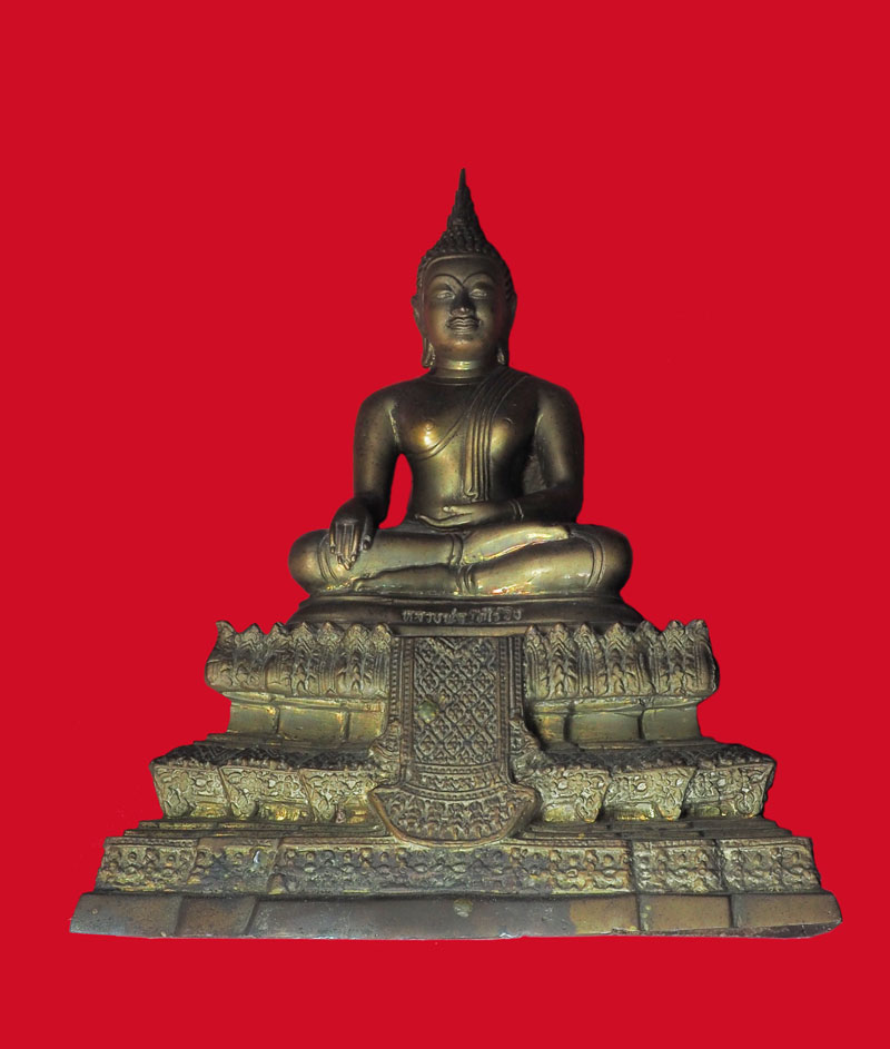 *32058 พระบูชาหลวงพ่อวัดไร่ขิง ขนาดหน้าตัก 3.5 นิ้ว สูง 9 นิ้ว นครปฐม เนื้อทองเหลือง 2