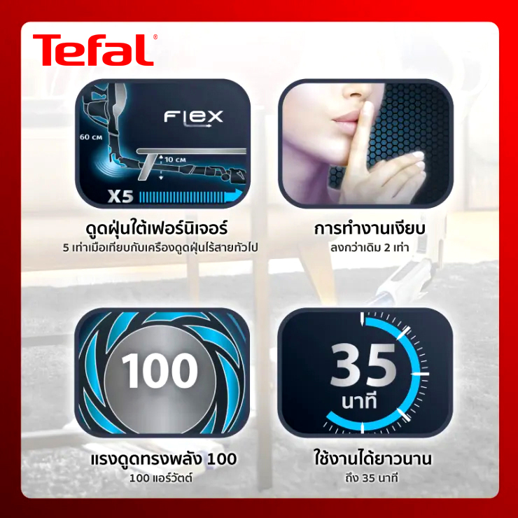 Tefal เครื่องดูดฝุ่นไร้สาย AIR FORCE 360 FLEX PRO รุ่น TY9471 รับประกัน 2 ปี