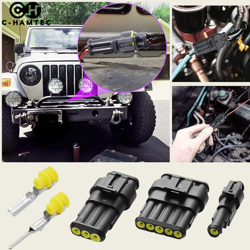 ขั้วต่อสายไฟรถยนต์ รถจักรยานยนต์ เรือ ปลั้กต่อสายไฟกันน้ำ 4 ขนาด 26 ชุด 1Pin, 2Pin, 3Pin, 4Pin