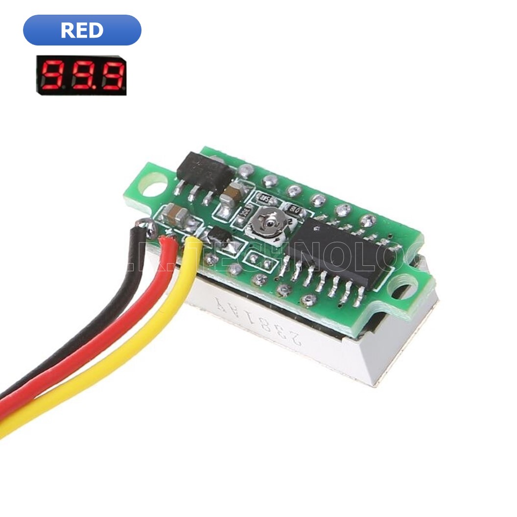 (1ชิ้น) NC290 จอแสดงผล โวลต์มิเตอร์ 3 สาย สีแดง ขนาด 0.28นิ้ว 0-100VDC 3-Wire DC Voltmeter Red