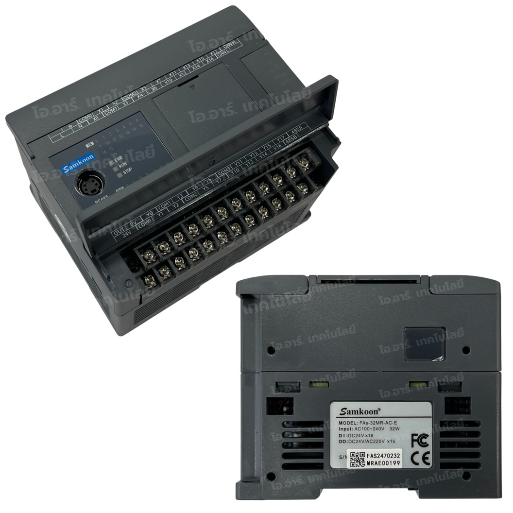 SAMKOON PLC FAs-32MR-AC-E 220VAC 32IO 16IN 16OUT Relay Output บอร์ดอุตสาหกรรม Interfaces: RS232, RS485, Ethernet, USB-C