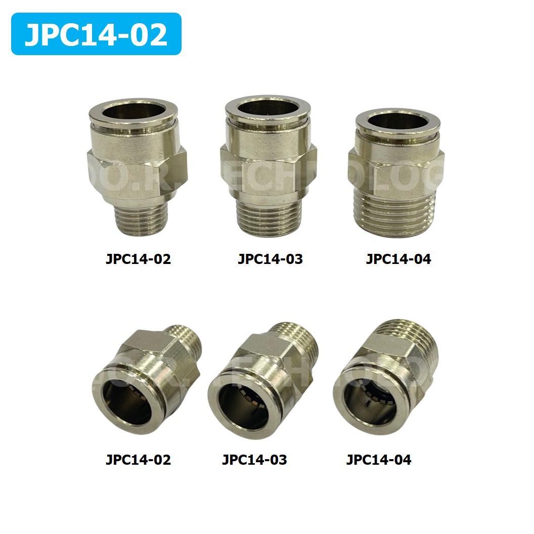(1ชิ้น) JPC14-02 ข้อต่อลมสแตนเลสเกลียวนอก ข้อต่อลมเกลียวนอก ข้อต่อลม สแตนเลส STAINLESS Male Thread Straight Quick Connector Fitting