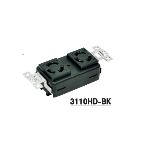 AMERICAN DENKI 3110HD-BK ปลั๊กตัวเมียฝังขาล็อก 2P(2P,3W GND) 15A 125V