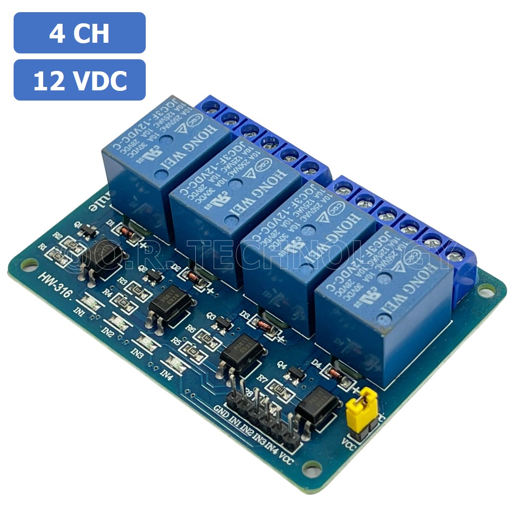 (1ชิ้น) NA191 โมดูลรีเลย์ 12VDC 4 ช่อง รีเลย์ 4 Channel Low Level Relay Module DC 12V (with light coupling)