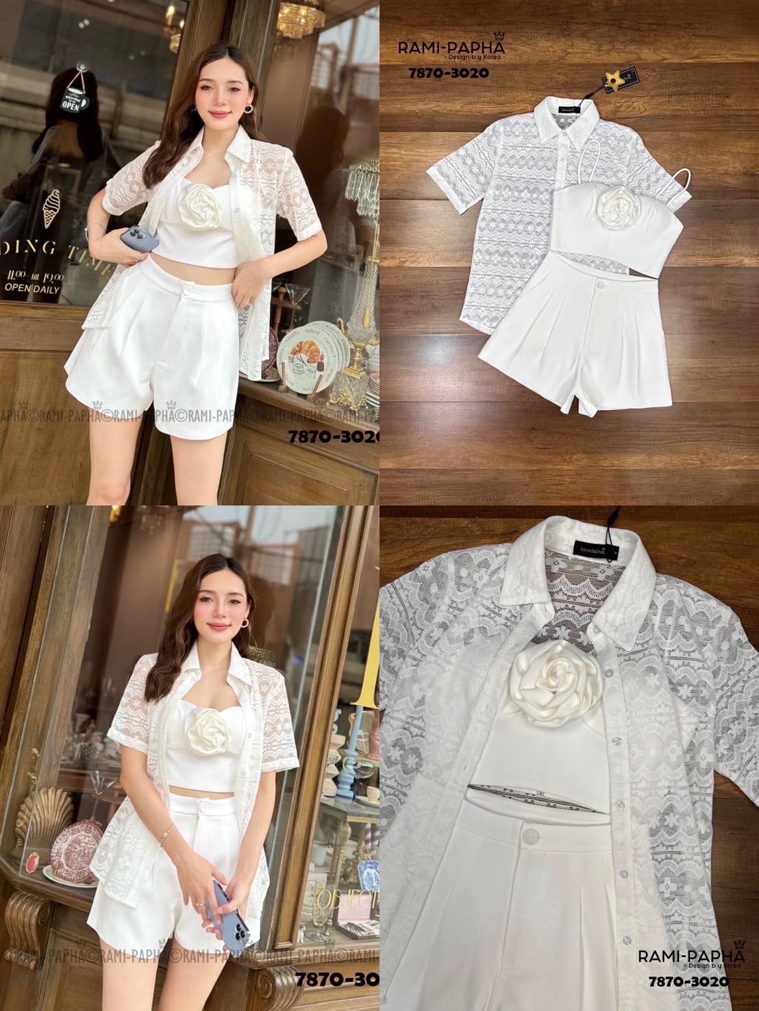 🧧 S 🧧 RAMI-PAPHA เสื้อคลุม+ครอป+ขาสั้น