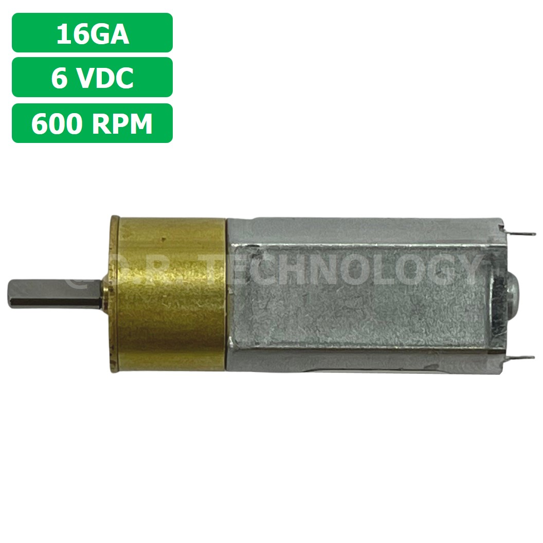 (1ชิ้น) 16GA 6VDC 600RPM มอเตอร์ มอเตอร์เกียร์ Gear Motor DC 16GA แกนขนาด 3mm D Shaft มอเตอร์ทดเฟือง มอเตอร์รถ