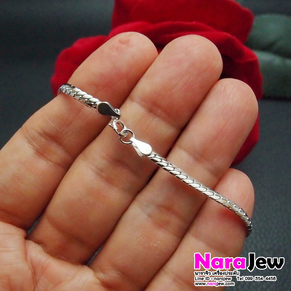 สร้อยข้อมือ เงินแท้ 925 ประดับเพชร CZ (เพชรสังเคราะห์) ประกาย เล่นไฟวิ้ง แบบ F