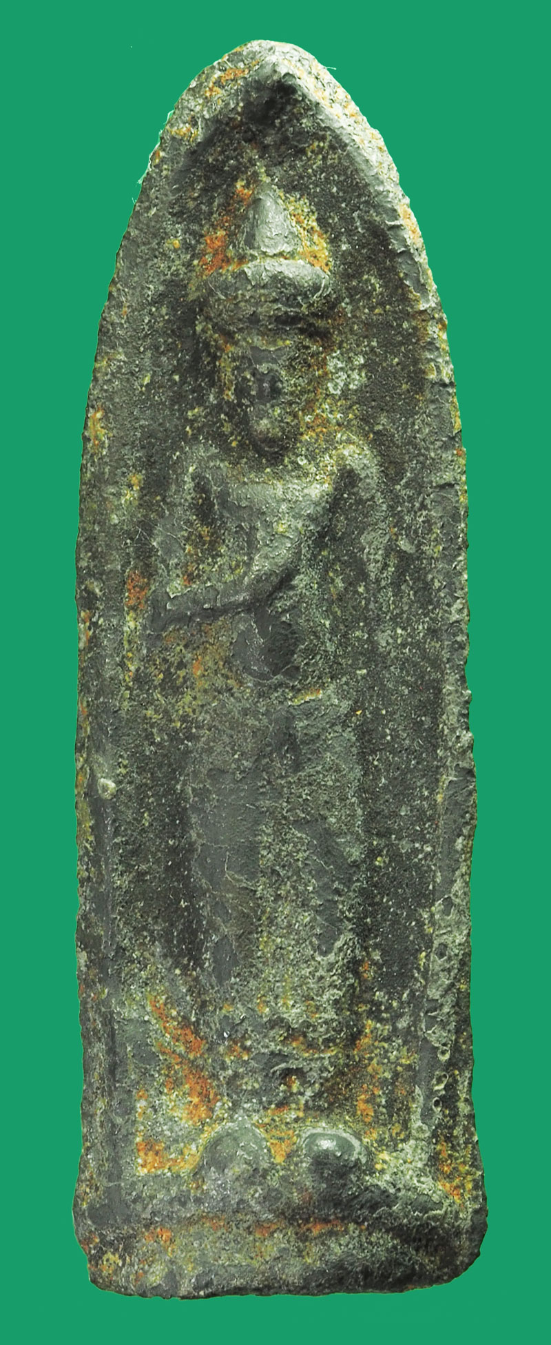 ขายแล้ว*333528 พระร่วงยืนสองหน้า เนื้อชินเขียว ไม่ทราบที่ 13