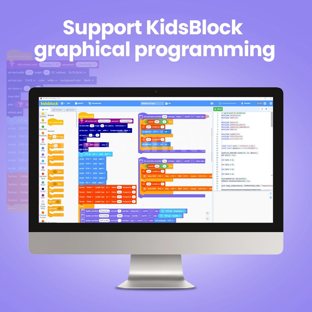 KEYESTUDIO KD3021 ชุดตัวต่อ Kidsbits Smart Farm Kit with Lego for Arduino STEM Education DIY Kit ชุดฟาร์มอัจฉริยะเพื่อการศึกษา Kidsuno ESP32