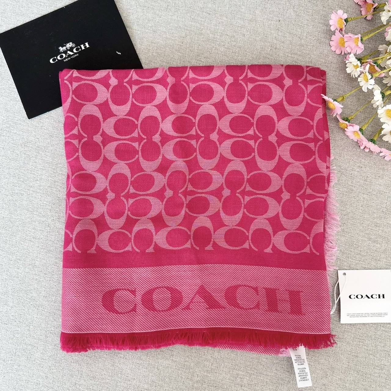 Coach Signature Jacquard Oversized Square Scarf