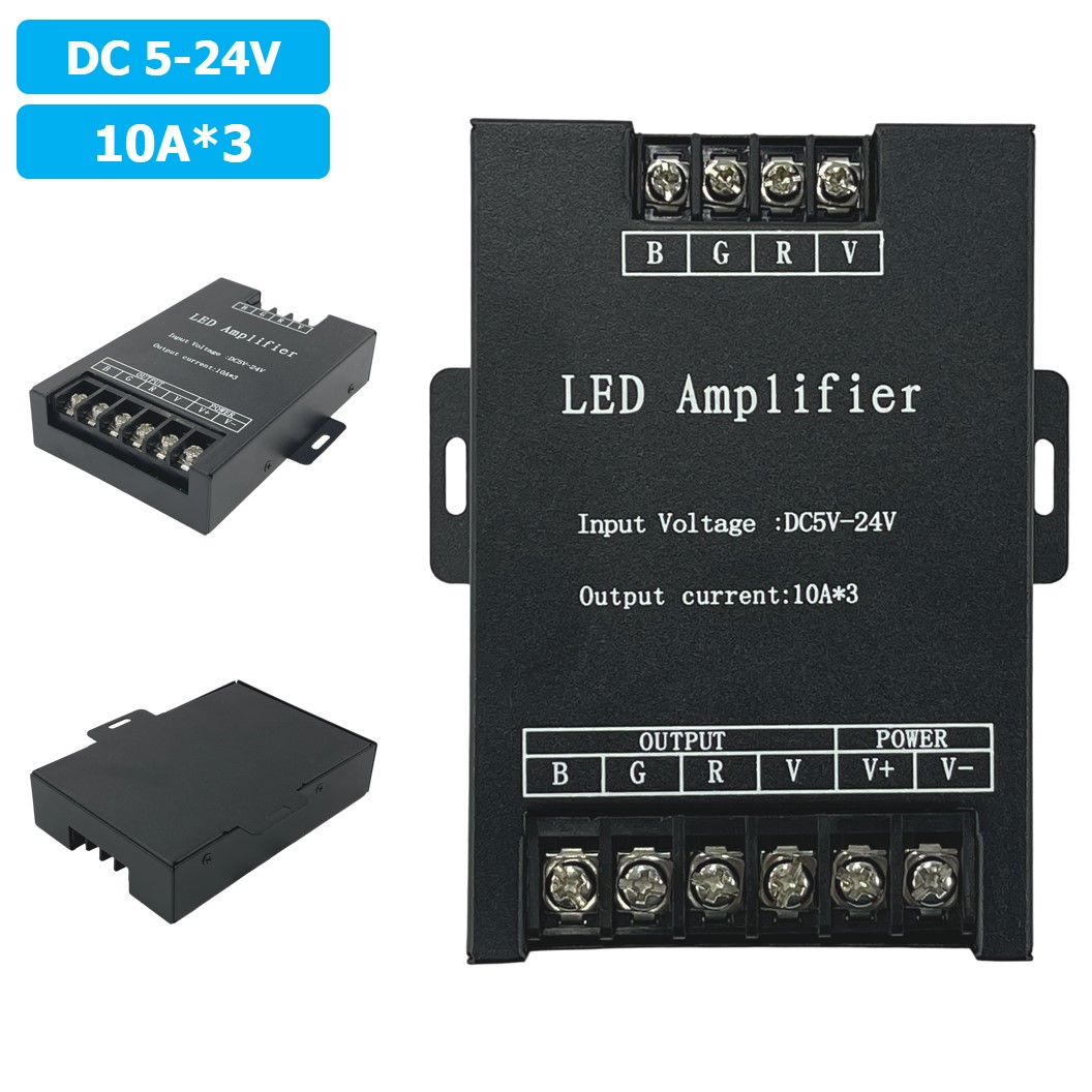 RGB AMP-310 อุปกรณ์ขยายสัญญาณ LED Repeater LED RGB Amplifier 10A*3 5-24VDC สำหรับไฟ LED Strip ตัวขยายไฟเส้น