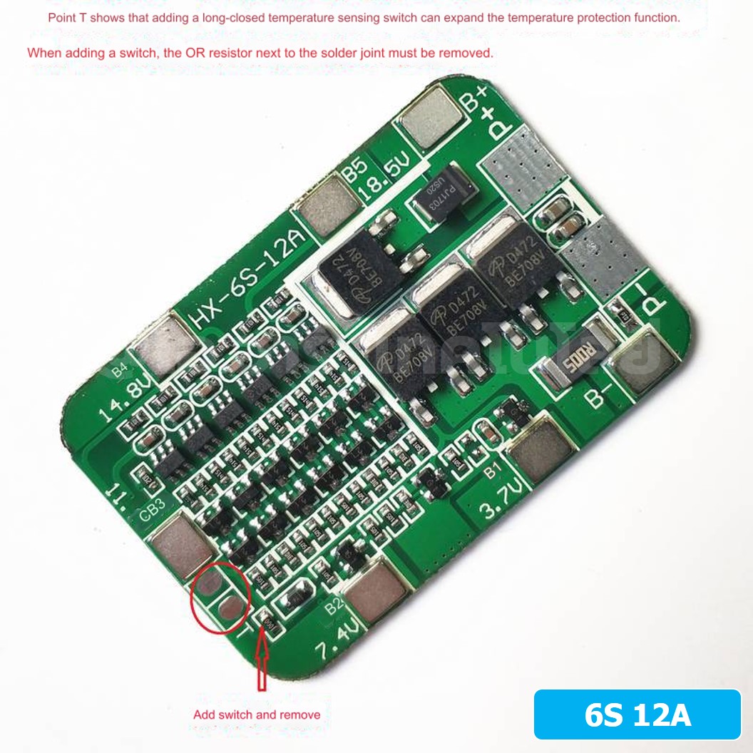 CM661 6S 12A 18.5-22.2VDC โมดูลชาร์จแบตเตอรี่ BMS 6-Series 12A 18650 Lithium Battery Protection Module แบตลิเธียม BW-6S