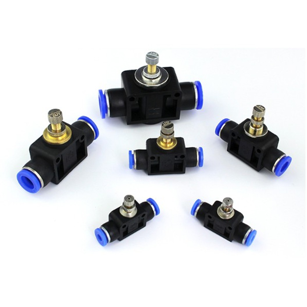 SA ข้อต่อปรับลม 2 ทาง แบบปรับลมได้ Speed Controller Valve ข้อต่อวาล์วปรับลม ข้อต่อนิวเมติก Pneumatic Quick Fitting 2 way flow speed control connector