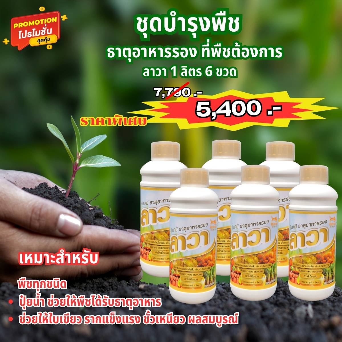 ปุ๋ยน้ำลาวาชุดโปร 6 ขวด ขนาดบรรจุ 1000 cc.