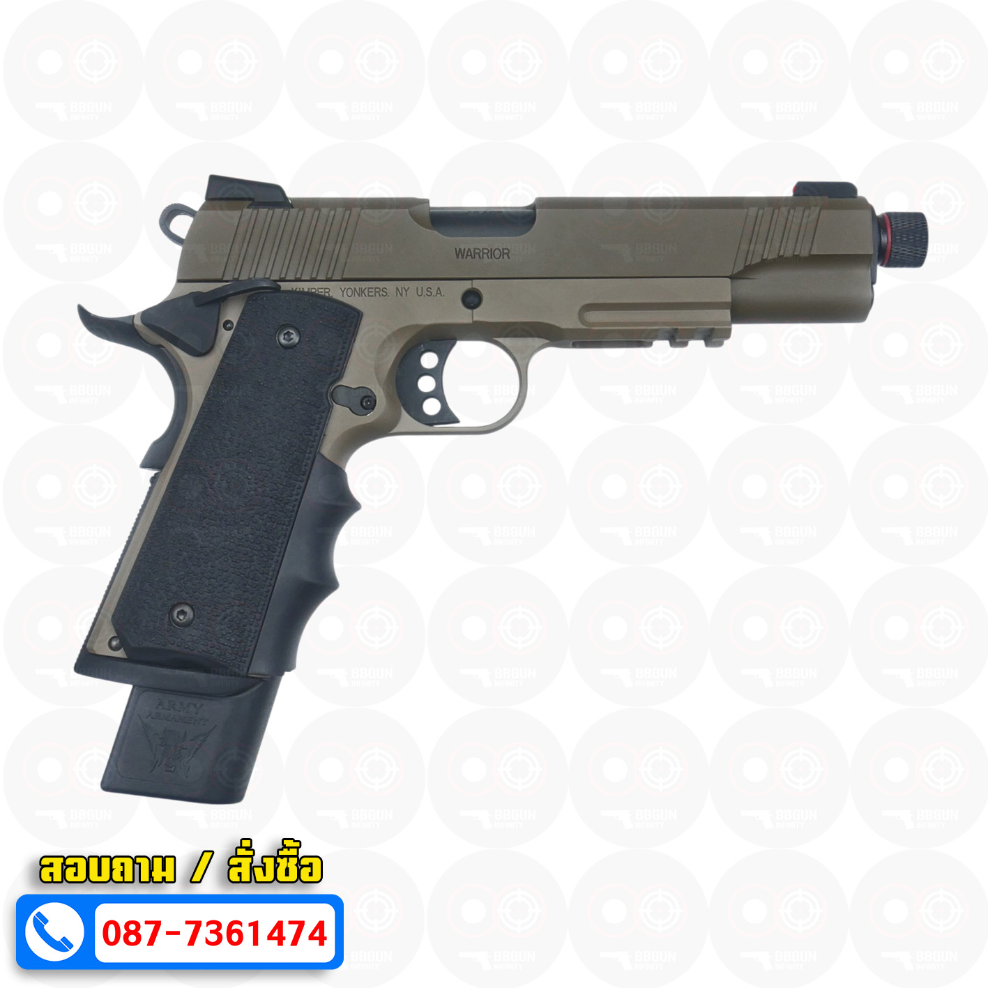 บีบีกันอัดแก๊ส Army Armament R32-1 Kimber Custom สีทราย (Tan) BB GUN