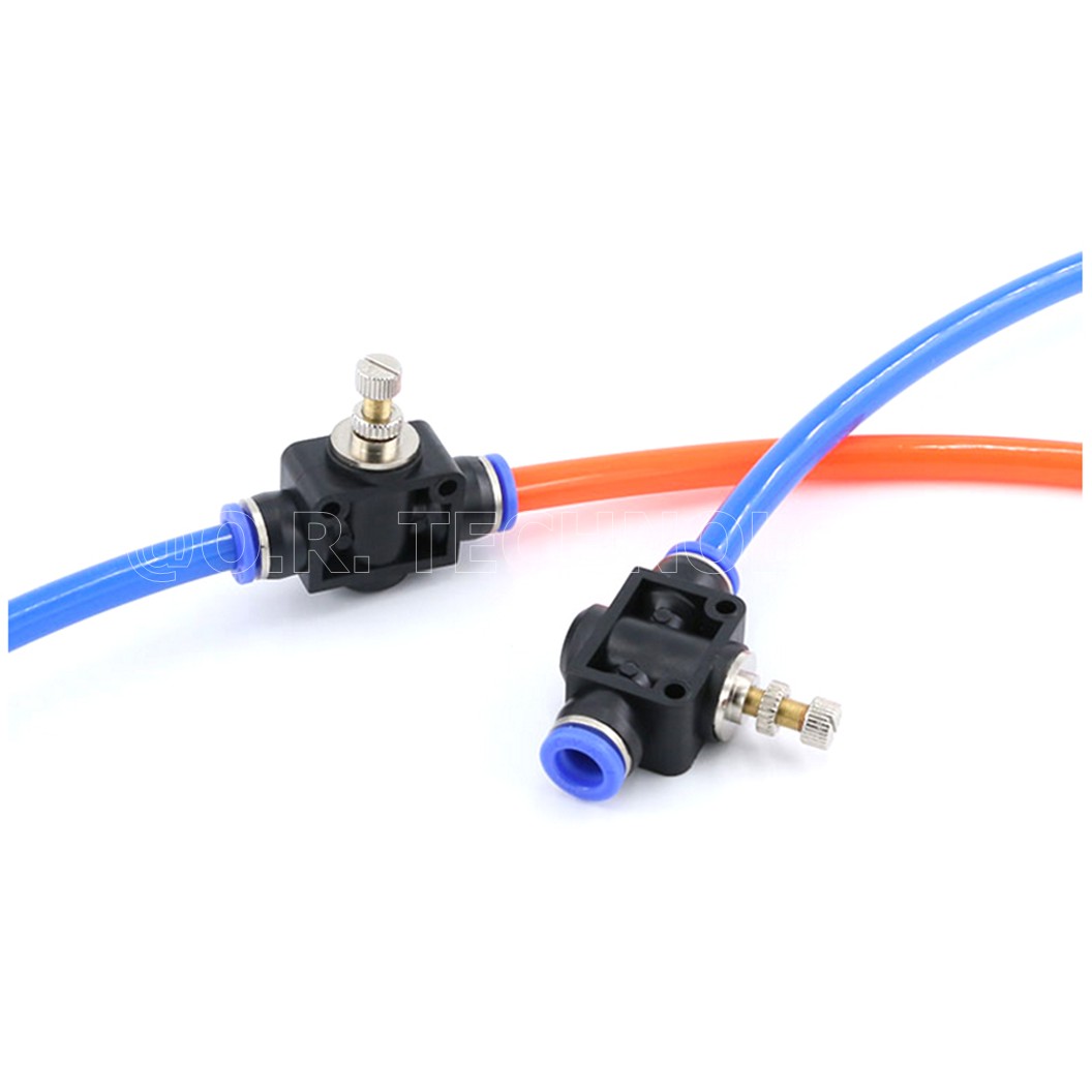 SA-10 ข้อต่อลม 2ทาง แบบปรับลมได้ ข้อต่อปรับลม ข้อต่อวาล์วปรับลม Speed Controller Valve flow speed control valve Pneumatic Quick Fitting 2 way Push in