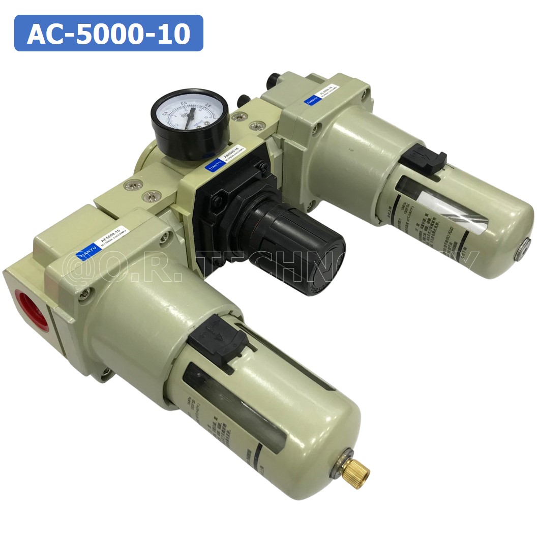 AC5000-10 ชุดกรองลม แบบ 3 ตอน Manual Drain 3 Unit FRL Combination TIANYU AC-5000-10 (Filter Regulator Lubricator)