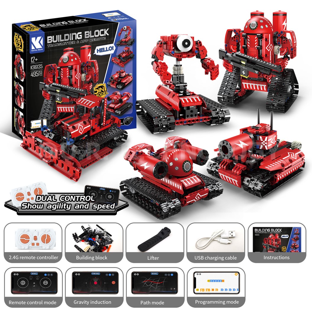 KEEYEE WORLD K96135 ชุดเรียนรู้ เสริมทักษะ 5 in 1 Stunt Car ตัวต่อ STEAM Educational Programmable Robot Kit Building Block