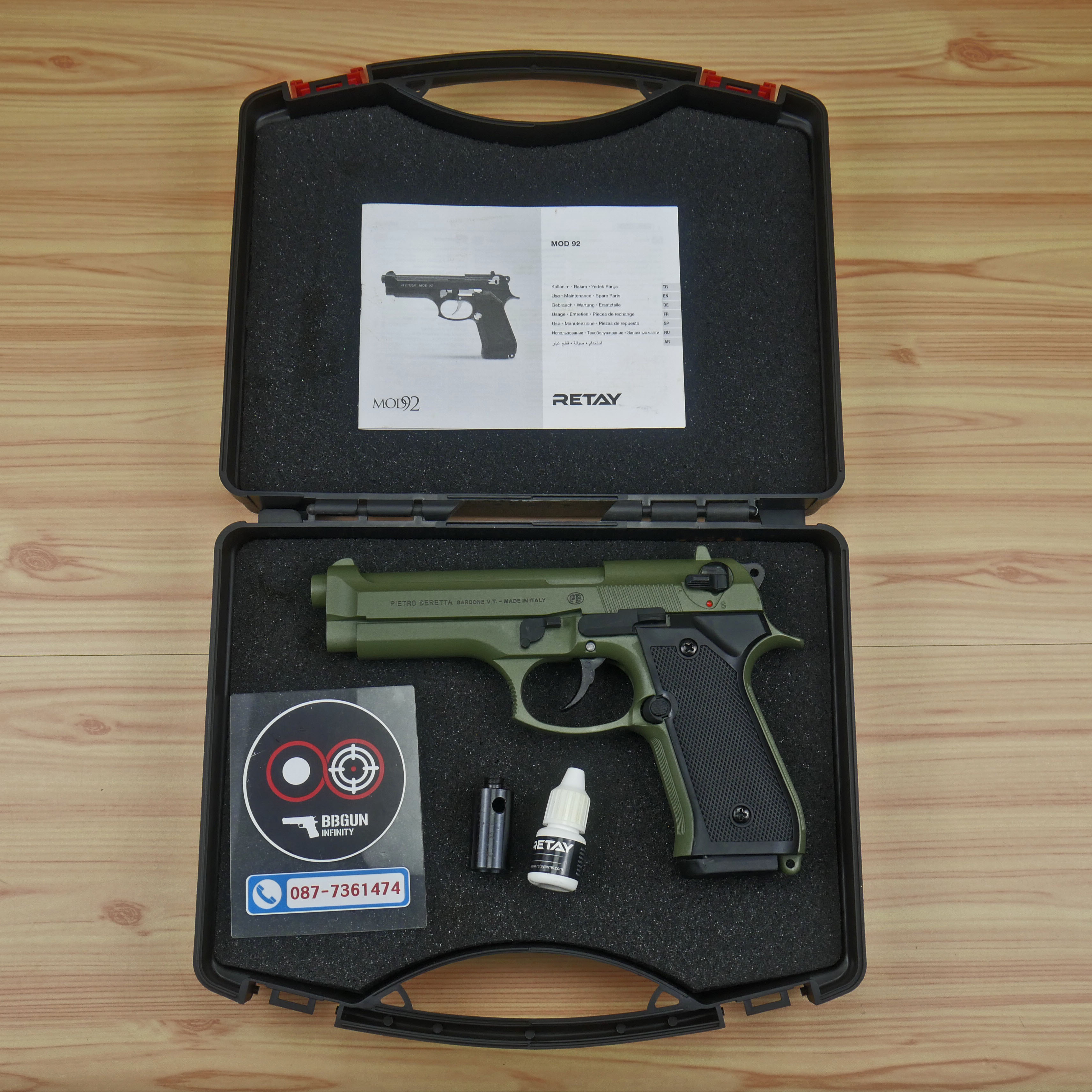 แบลงค์กัน Retay M92 สีเขียวเข้ม Dark Green Blank Gun Beretta M92 รีเท บาเร็ตต้า เอ็ม 92