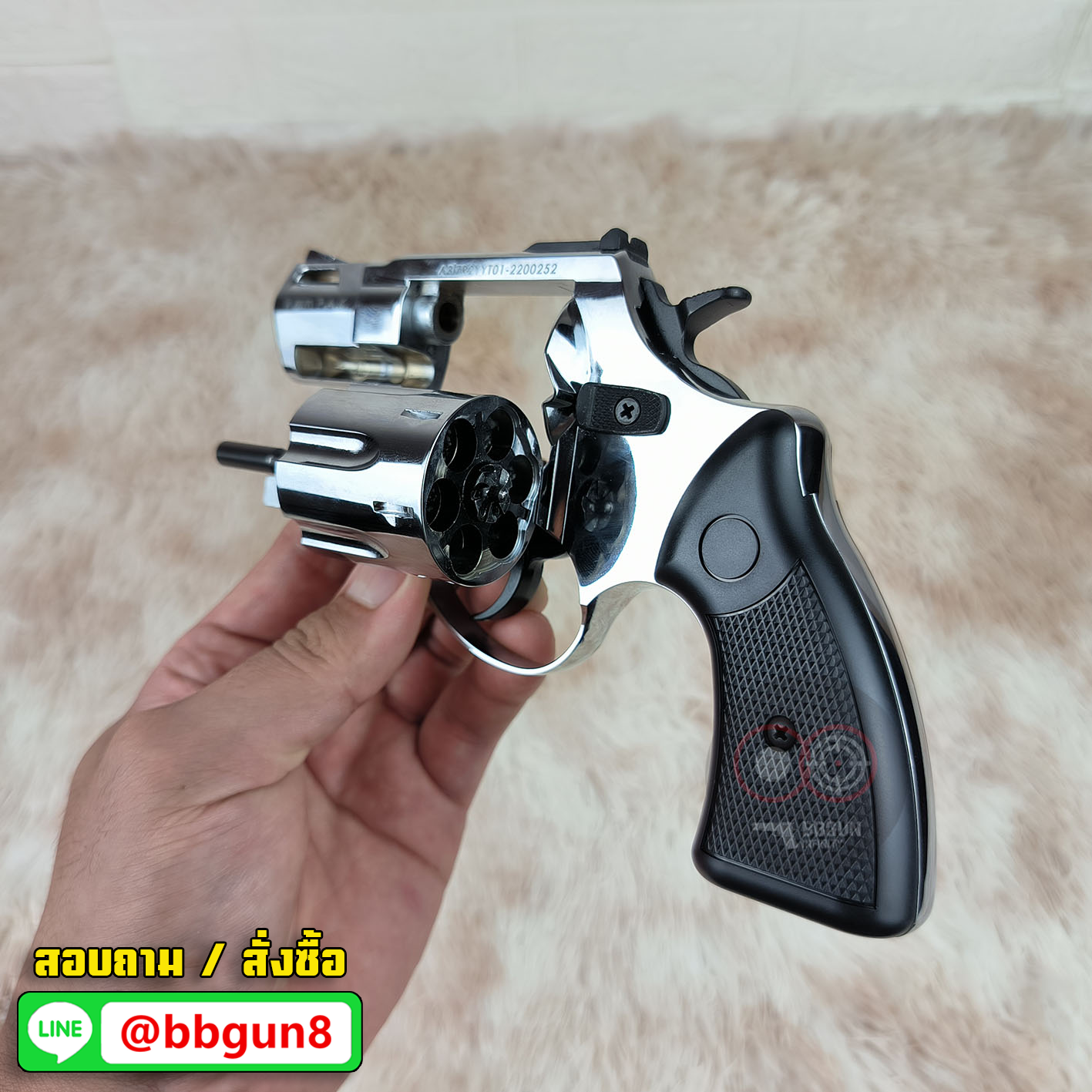 ปืนแบลงค์กันลูกโม่ ยี่ห้อ ZORAKI รุ่น R2 TD 2" สีเงินเงา ลำกล้อง 2 นิ้ว Blank Gun (แถมกล่องใส่ปืน กระสุน 10 นัด)