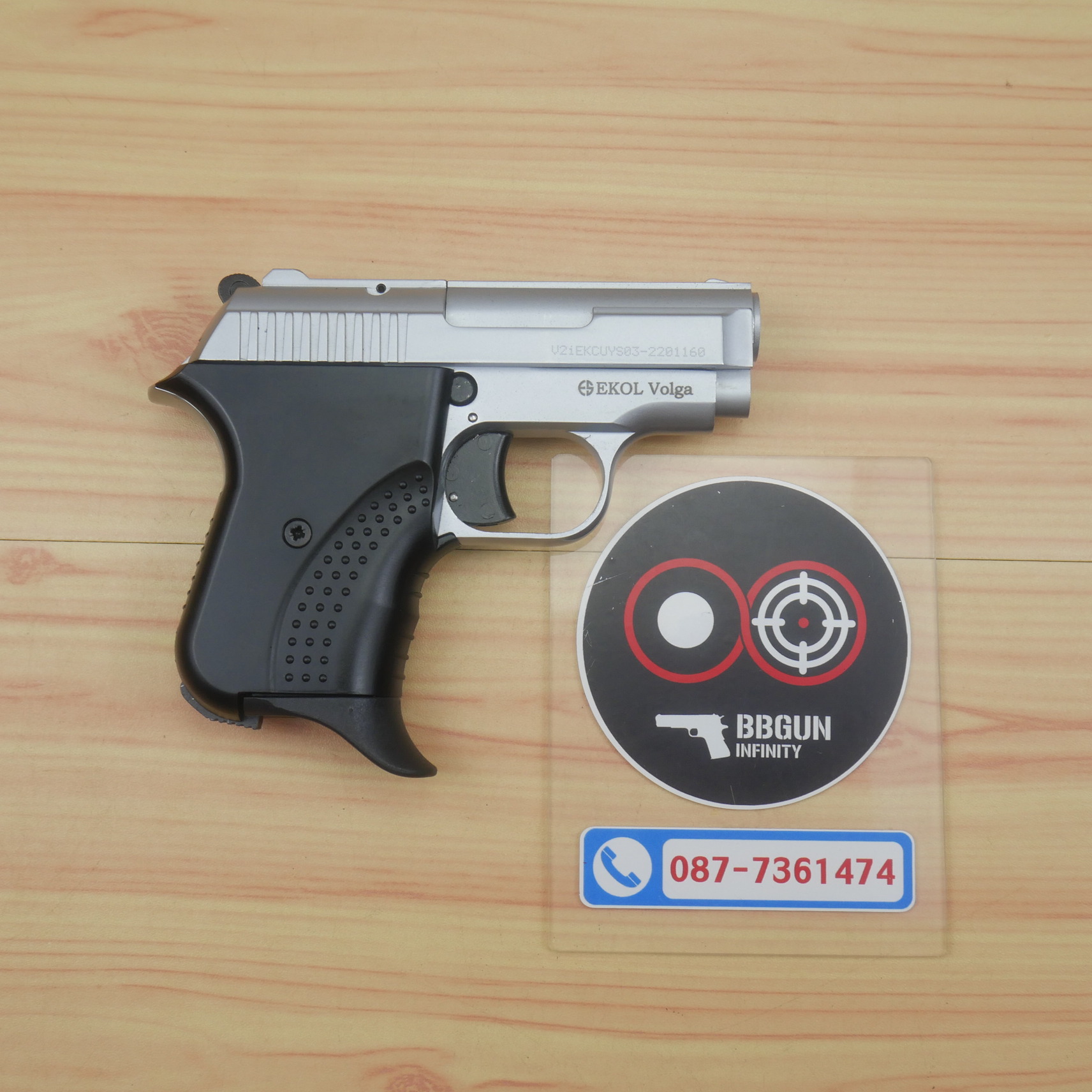 แบลงค์กัน EKOL Volga White สีเงินด้าน 9 mm P.A.K. Blank gun (แถมกล่องใส่ปืน)