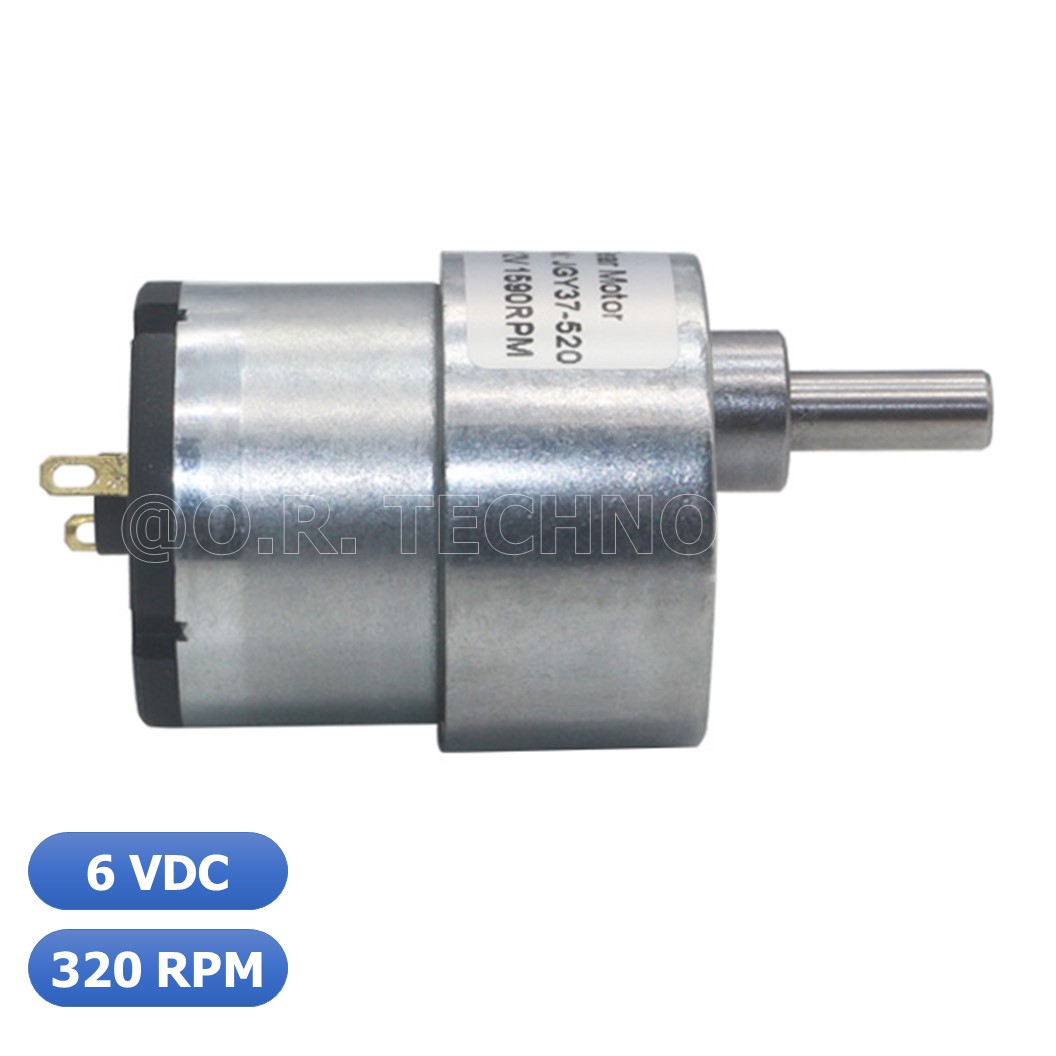 (1ชิ้น) JB009 มอเตอร์ มอเตอร์เกียร์ มอเตอร์อเนกประสงค์ ทอร์กสูง JGB37-520 JGB-520 Motor gear DC6V ความเร็วรอบ 320RPM/MIN (แกนขนาด 6mm, Shaft D)