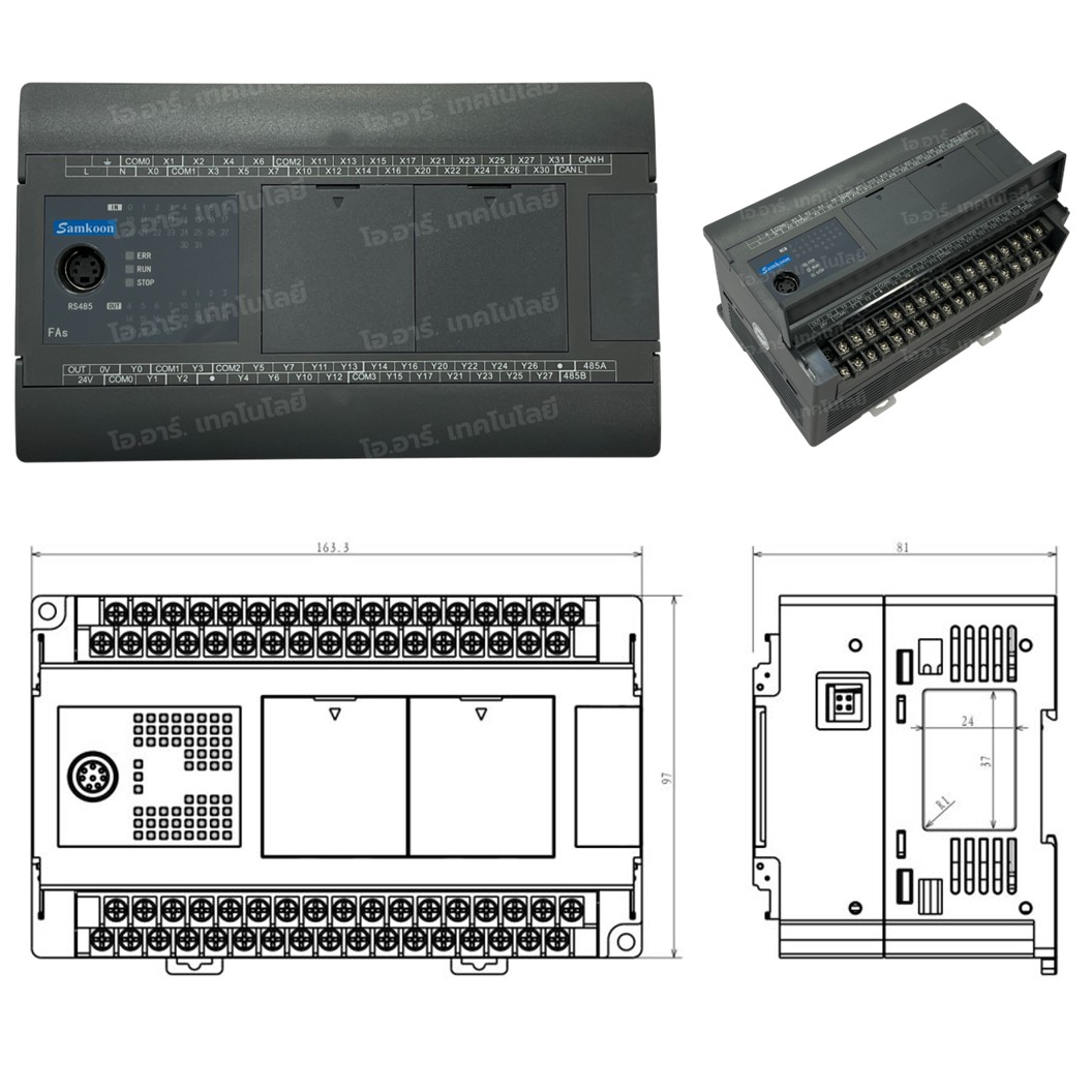 SAMKOON PLC FAs-50MT-AC-E 220VAC 50IO 26IN 24OUT Transistor Output บอร์ดอุตสาหกรรม Interfaces: RS232, RS485, Ethernet, USB-C