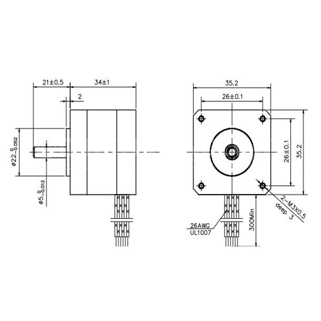 (1ชิ้น) JA004 สเต็ปเปอร์มอเตอร์ Stepper Motor JK35HS34-1004 NEMA14 (Round Shaft 1.8°) สเต็ปปิ้งมอเตอร์ Stepping Motor