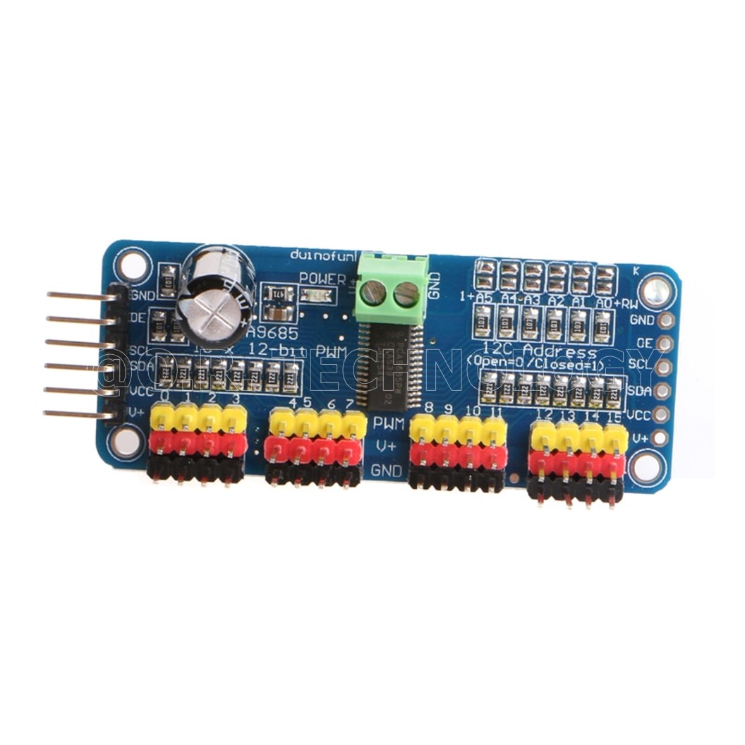 (1ชิ้น) AA217 โมดูลขับ Servo 16 ช่อง 12 bit แบบ PWM Servo DIY KIT 16 Channel 12-bit PWM/Servo Driver-I2C interface - PCA9685 for arduino or Raspberry pi shield module servo shield