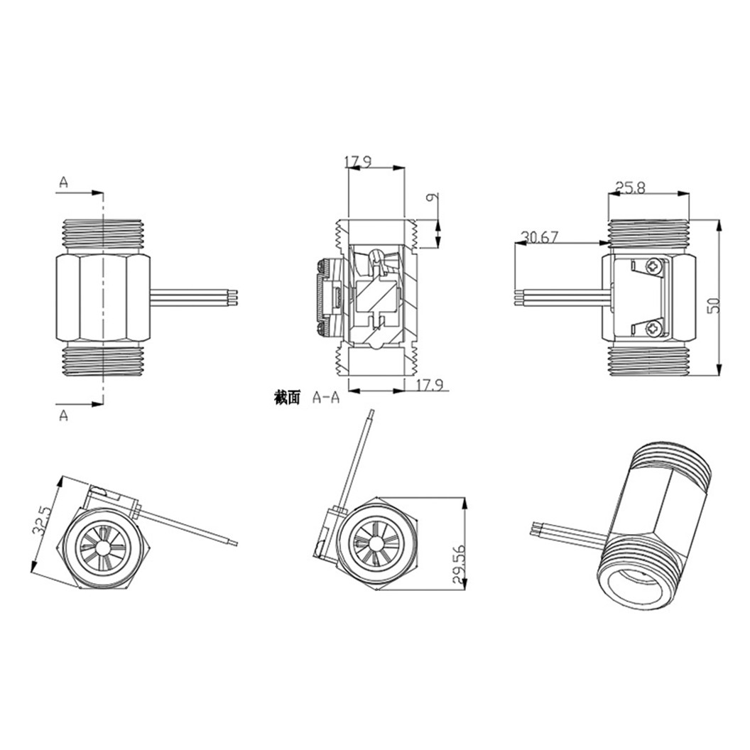 YF-B5-S G3/4" เซนเซอร์วัดอัตราการไหล สแตนเลส 5-24VDC Stainless Water Flow sensor Meter 1-30L/min DC 5-24V Flowmeter มิเตอร์วัดอัตราการไหล