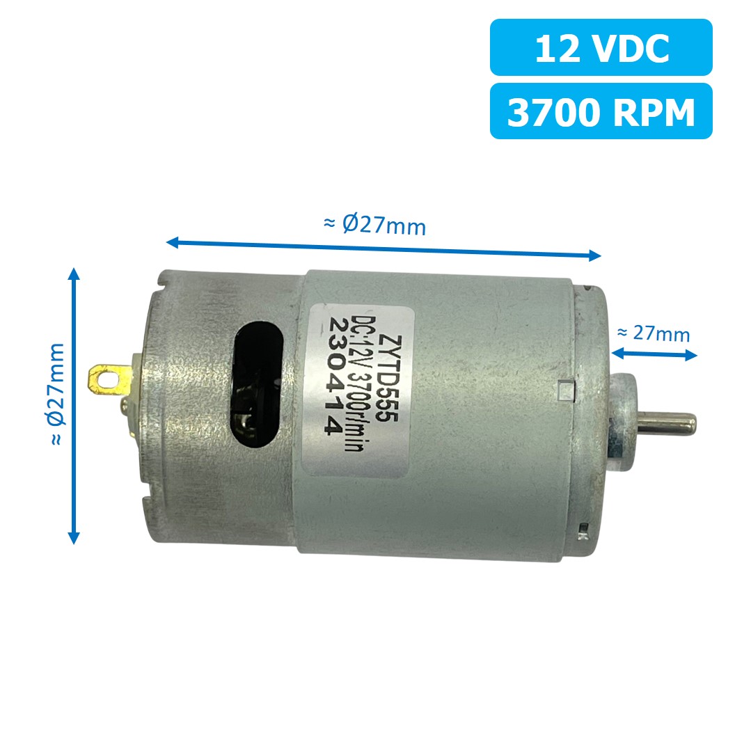 (1ชิ้น) ZTYD-555 มอเตอร์ 555 12VDC 3700RPM Motor Round Shaft มอเตอร์รอบเร็ว แกนกลม Zhengke