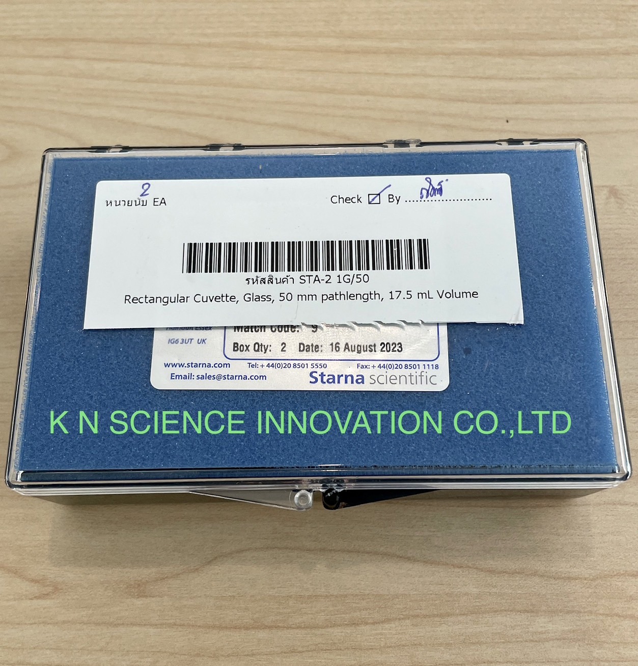 Glass cuvette(คิวเวท แก้ว) 1/G/50 ,50 mm pathlength, 17.5 ml,Standard Rectangular Spectrophotometer Cells ยี่ห้อ Starna Scientific/UK (2 pcs/pack) STA-2/1G/50