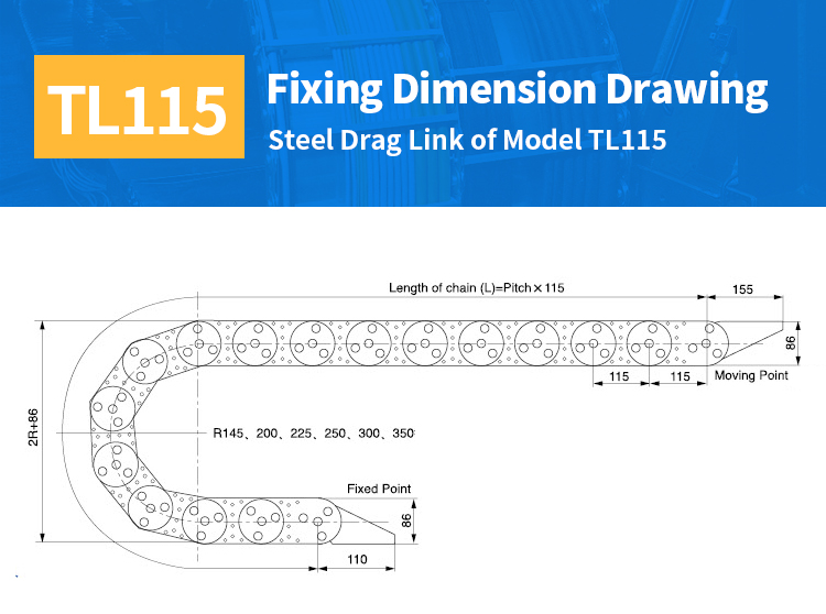 กระดูกงูแบบสแตนเลส 304 Cable drag chain Stainless 304 ไม่เป็นสนิม 45×80 mm half close Outside