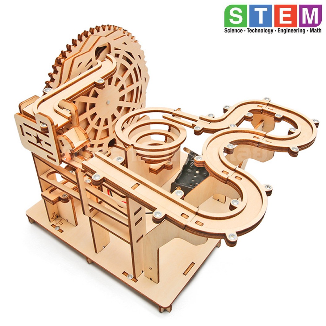 T-M283 ชุดประกอบไม้ บอลเขาวงกตไฟฟ้า Electric Roller Coaster Ball Puzzle Wooden Kit STEM Education ของเล่นเสริมทักษะ เสริมพัฒนาการ ชุดเรียนรู้ ชุดทดลอง Rolling Ball