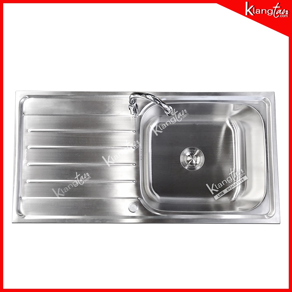 Dyna home อ่างล้างจาน ซิงค์ล้างจาน รุ่น DH-1050-D สแตนเลสทั้งตัว 100x50x75 ซม. แบบ 1 หลุม ชั้นวางด้านล่าง 1 ชั้น ฟรีก๊อก