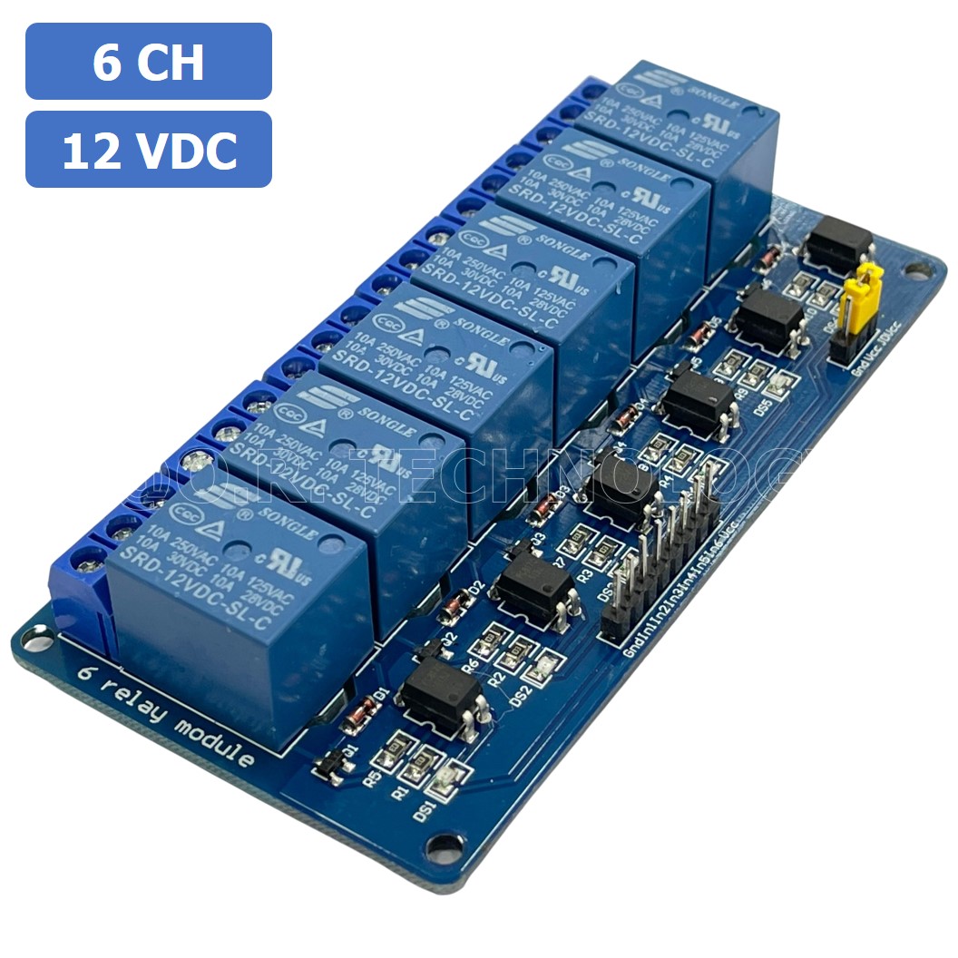 (1ชิ้น) NA193 โมดูลรีเลย์ 12VDC 6 ช่อง รีเลย์ 6 Channel Low Level Relay Module DC 12V (with light coupling)