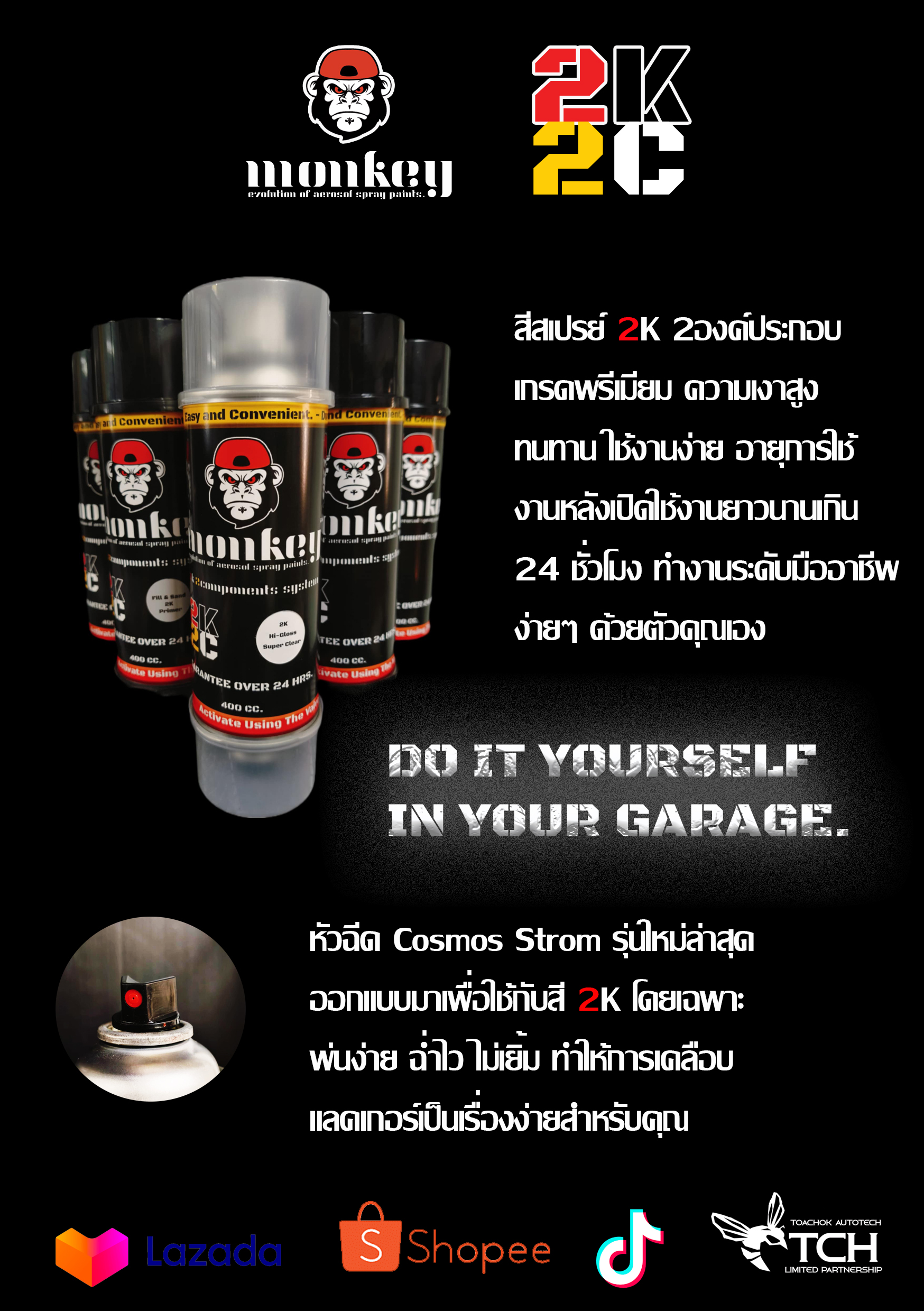 สีสเปรย์แลคเกอร์เคลือบเงา 2K2C (Super Clear)