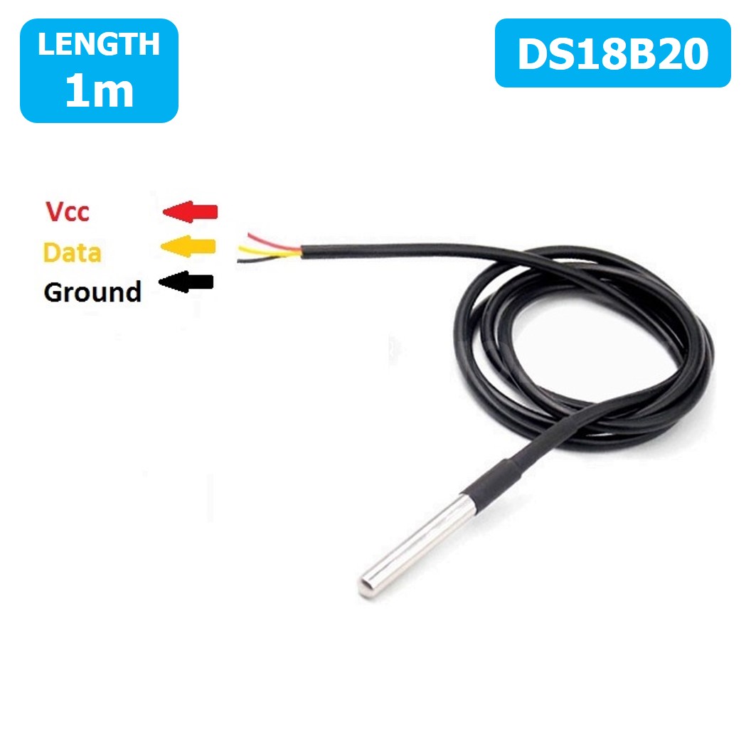 AB041 เซนเซอร์วัดอุณหภูมิ แบบกันน้ำ DS18B20 ยาว 1m IP67 Waterproof Digital Thermal Probe Temperature Sensor (-55°C to 125°C)