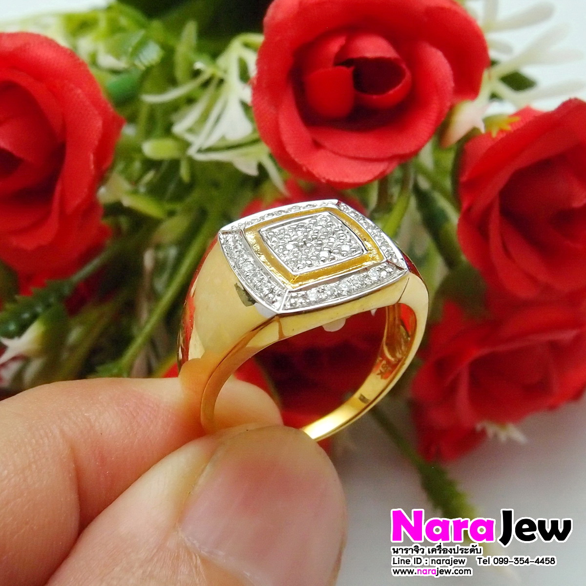 แหวนเพชรชาย ประดับเพชรแท้ 0.15 กะรัต น้ำ 95