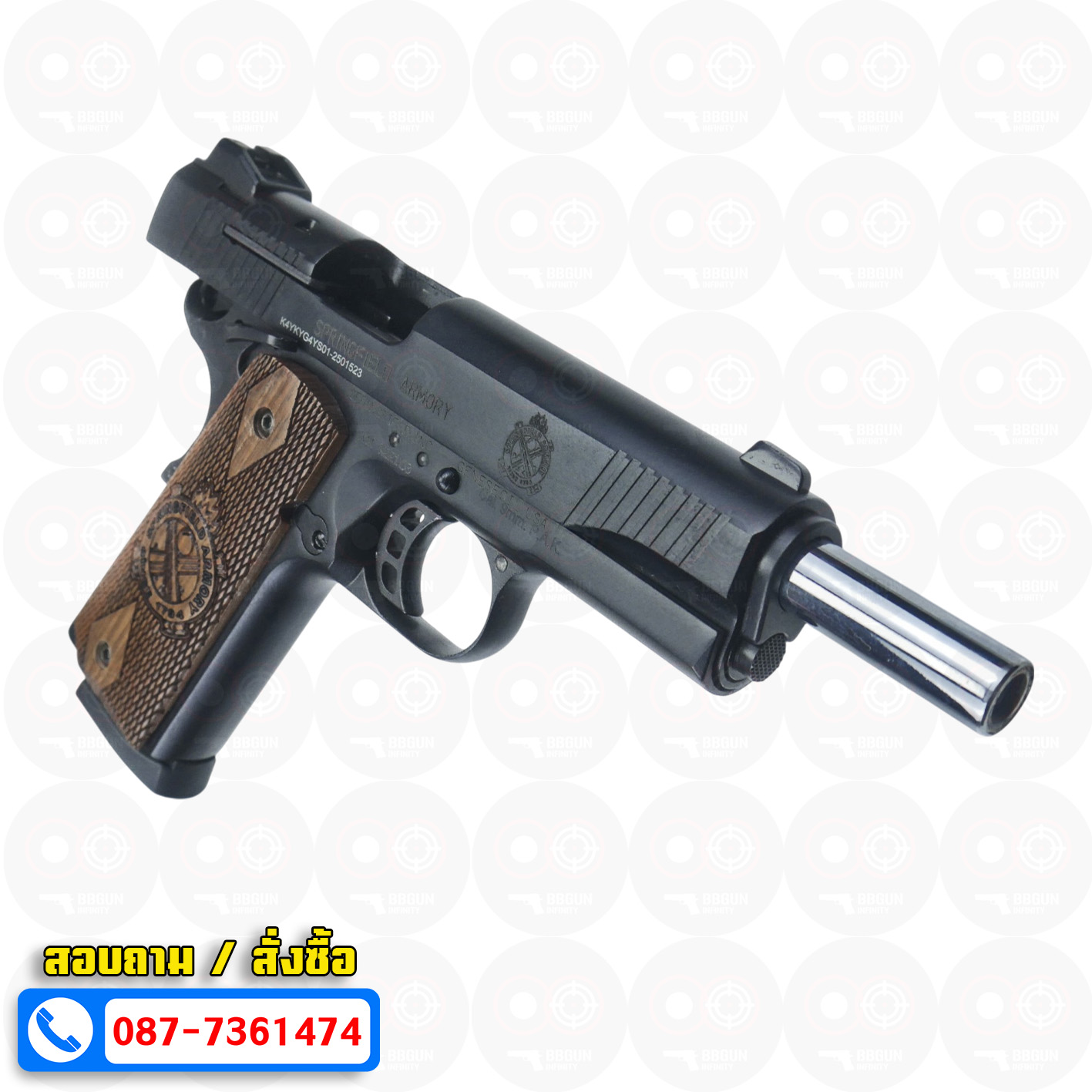 แบลงค์กัน KUZEY M1911-A1 SPRINGFIELD ARMORY สีดำ 5 นิ้ว blank gun ด้ามไม้