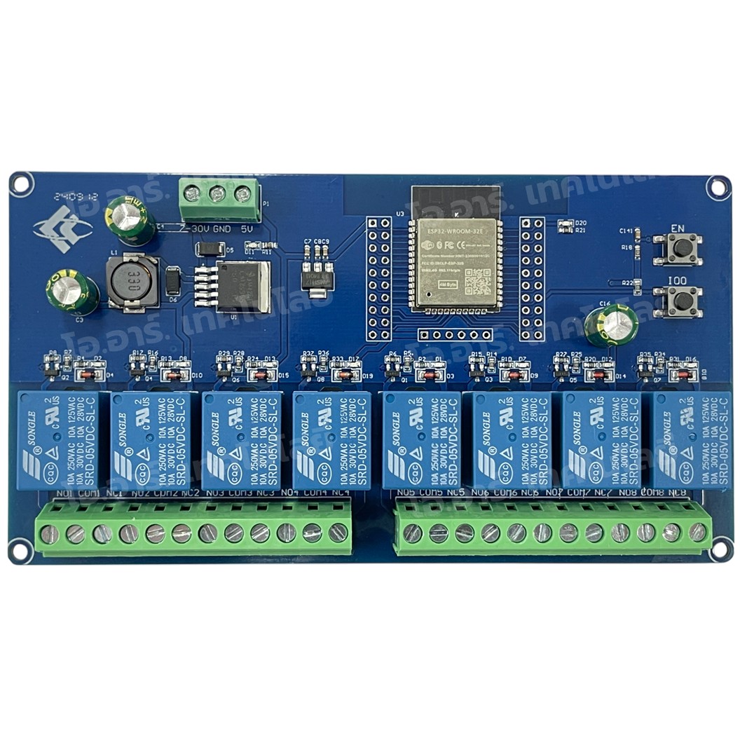 ESP32-Relay-X8 บอร์ด ESP32 พร้อมรีเลย์ 8 ช่อง 7-30VDC ESP32 WiFi Bluetooth 8 Channel Relay module ESP32-WROOM BLE development board