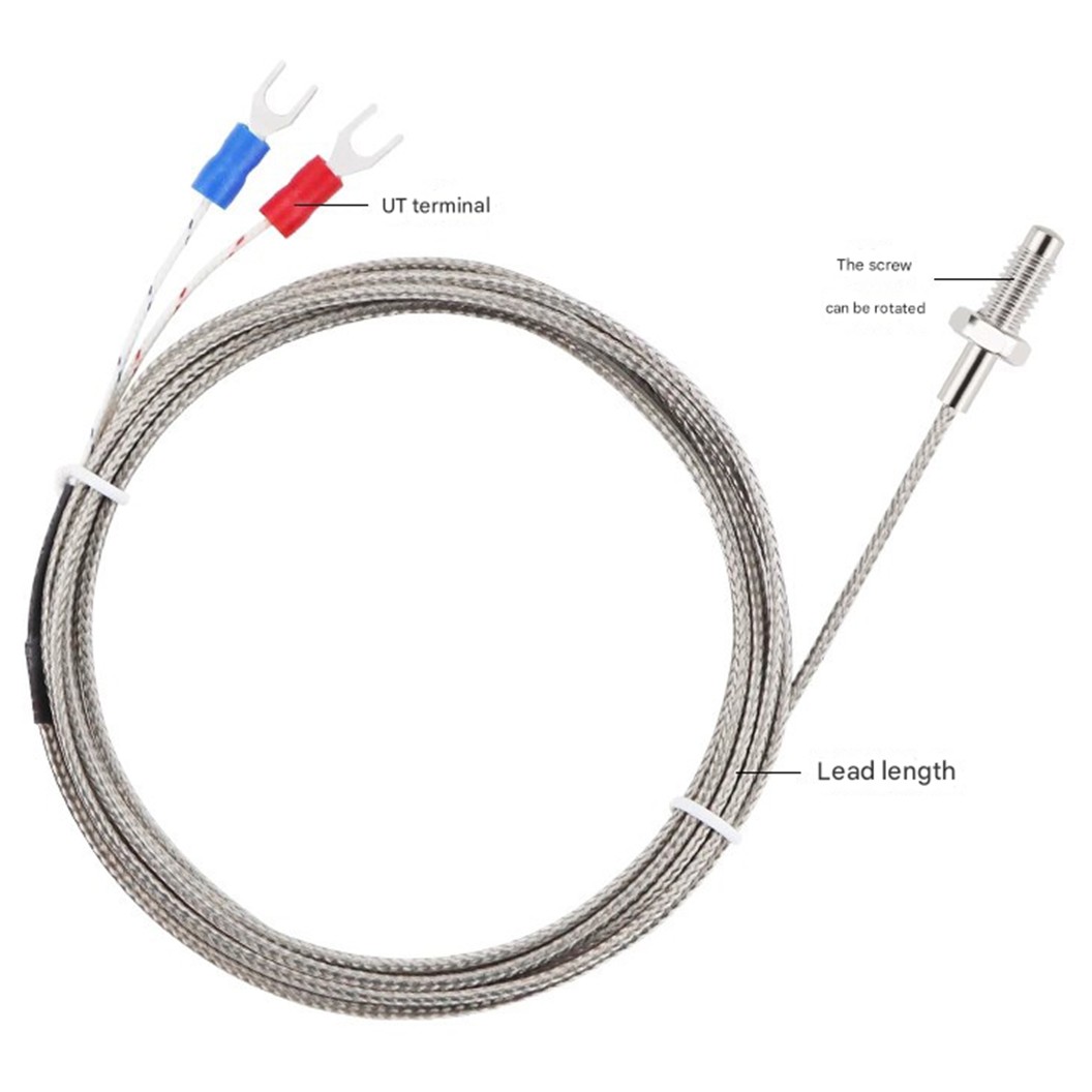 K-Type M6 สายยาว 0.5m/1m/2m/3m/5m สายเทอร์โมคัปเปิ้ล เซนเซอร์วัดอุณหภูมิ (0 to 400°C) Temperature Sensor Probe Cable (Coarse Thread) อุณหภูมิ 0-400องศาเซสเซียส Type K M6 Screw Thermocouple สายยาว 0.5-5เมตร
