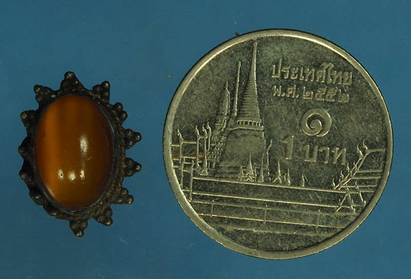 *28194 หัวแหวนโปร่งข่าม สีเหลืองอำพัน ตัววงหายไป 16