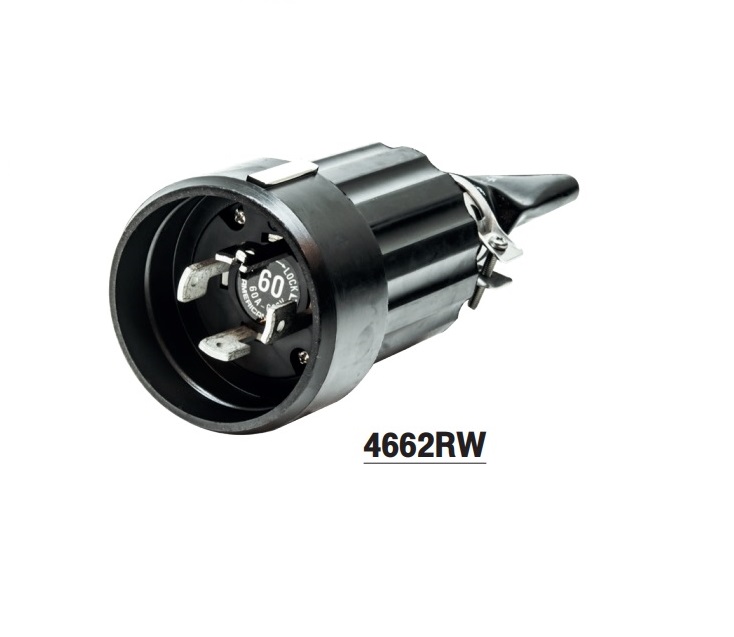 "AMERICAN DENKI"4662RW 3P4W Grounding 60A 600V Waterproof Plug IP65