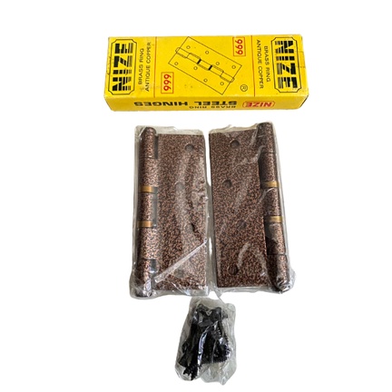 บานพับรมดำ ลาย AC แหวนทองเหลือง 4"x3" NIZE (ราคารวมแวท)(กล่องละ 2 อัน) บานพับประตู บานพับหน้าต่าง {รหัสสินค้า1903824101}