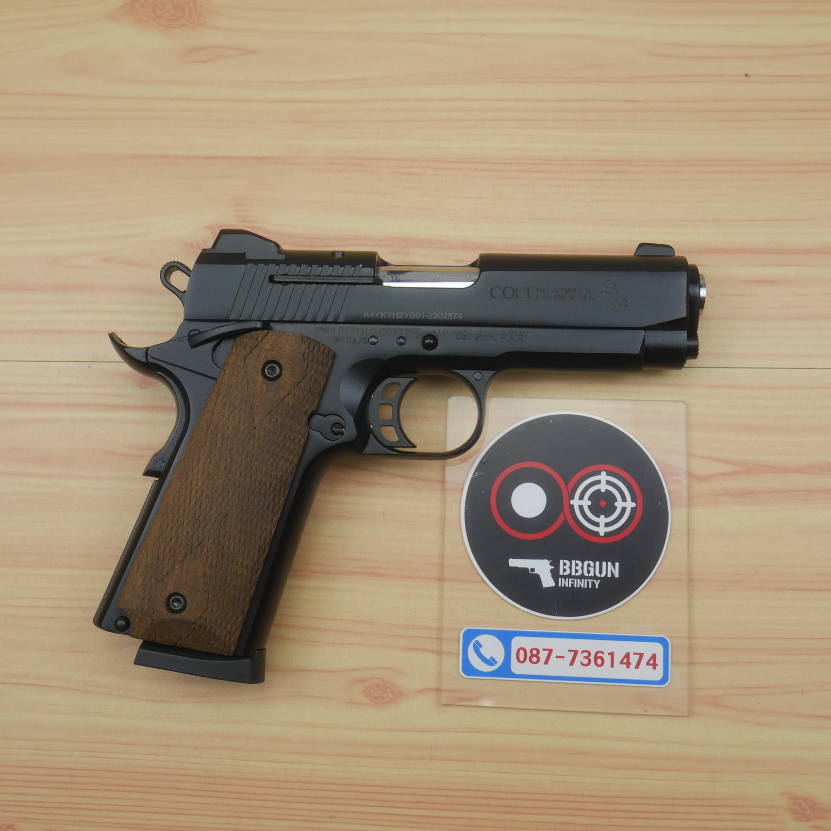 แบลงค์กัน KUZEY M1911 COLT'S DEFENDER SERIES 90 สีดำ 4 นิ้ว ด้ามไม้ Blank Gun