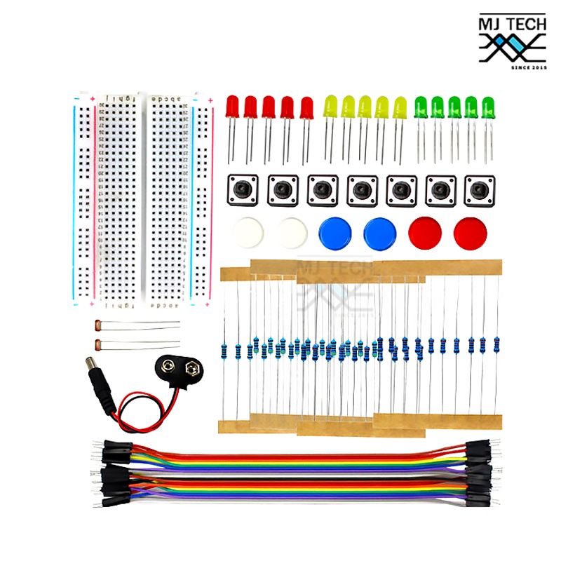 ชุด Kit ชุดเล็ก ชุดทดลองเบื้องต้นบอร์ด 400 รู LED R Breadboard 400 รู สายจัมป์